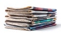 Pile of Newspapers Stack Lies on White Background Royalty Free Stock Photo