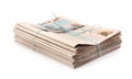 Pile of newspapers on white background Royalty Free Stock Photo