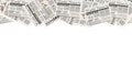 Pile of newspapers on white background. Stack of newspapers. Paper waste. Newspaper header footer Royalty Free Stock Photo