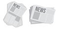 Pile of newspapers on white background. Stack of newspapers. Paper waste