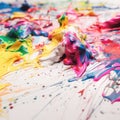 A pile of oil paint splattered on a white surface, AI