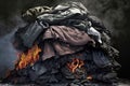 A Pile Of Oily Rags That Has Caught Fire. Generative AI