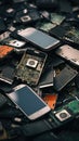 A pile of old abandoned electronic devices, AI