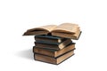 Pile of old books horizontal with shadow Royalty Free Stock Photo