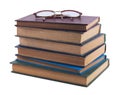 Pile of old books and vintage glasses Royalty Free Stock Photo