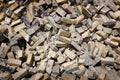 Pile of Old Bricks in Urban Setting Construction Building Royalty Free Stock Photo