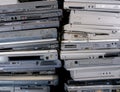 A pile of old, broken, and dusty laptops Royalty Free Stock Photo