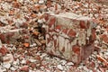 A pile of old broken red bricks Royalty Free Stock Photo