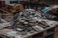 Pile of Old Broken and Unused Mobile Phones, Electronic Devices, Outdated Technology. Royalty Free Stock Photo