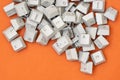 Pile of old computer keyboard keys on the orange background Royalty Free Stock Photo