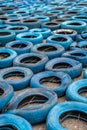 Blue disused and discarded tires