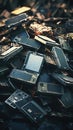 A pile of old electronics sitting on top of each other, AI Royalty Free Stock Photo