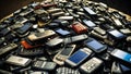 Pile of old mobile phones, recycling Royalty Free Stock Photo