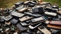 Pile of old mobile phones, recycling Royalty Free Stock Photo