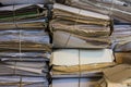 Pile of old papers and newspapers in the archive Royalty Free Stock Photo