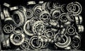 Pile of Old Rusty Ball Bearing Wheels Royalty Free Stock Photo