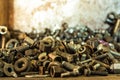 Pile of old screws nuts and bolts Royalty Free Stock Photo