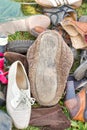 Pile of old shoes Royalty Free Stock Photo