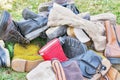 Pile of old shoes Royalty Free Stock Photo