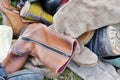 Pile of old shoes Royalty Free Stock Photo