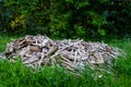Pile of old timber wood on a backyard Royalty Free Stock Photo