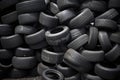 Pile of old tires neatly arranged, Prepare to recycle Royalty Free Stock Photo