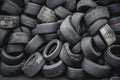 Pile of old tires neatly arranged, Prepare to recycle Royalty Free Stock Photo