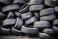 Pile of old tires neatly arranged, Prepare to recycle Royalty Free Stock Photo