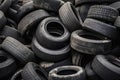 Pile of old tires neatly arranged, Prepare to recycle Royalty Free Stock Photo