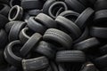 Pile of old tires neatly arranged, Prepare to recycle Royalty Free Stock Photo