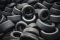 Pile of old tires neatly arranged, Prepare to recycle Royalty Free Stock Photo