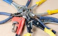 Pile of old tools used in the construction industry Royalty Free Stock Photo