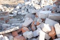 pile of old used bricks. construction of houses. background Royalty Free Stock Photo