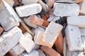 pile of old used bricks. construction of houses. background Royalty Free Stock Photo