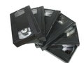 Pile of old video cassetes isolated over white