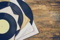 Pile of old vinyl records in paper cover Royalty Free Stock Photo