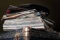 Pile of old vinyl records Royalty Free Stock Photo