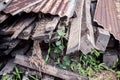 Pile of old wood and old zinc Royalty Free Stock Photo