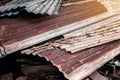 Pile of old wood and old zinc Royalty Free Stock Photo