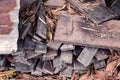 Pile of old wood and old zinc Royalty Free Stock Photo