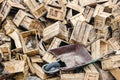 A pile of old wooden boxes Royalty Free Stock Photo