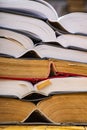 Pile of open books. A large amount of information contained in books Royalty Free Stock Photo