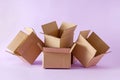 Pile of open cardboard boxes for storing and shipping Royalty Free Stock Photo