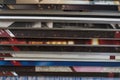 Pile of open magazines without texts seen from above Royalty Free Stock Photo
