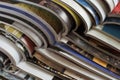 Pile of open magazines without texts seen from the side Royalty Free Stock Photo