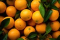 Pile of Oranges With Green Leaves Royalty Free Stock Photo