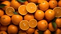 Pile of Oranges With Leaves Royalty Free Stock Photo