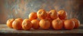 Pile of Oranges on Wooden Table