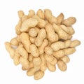 Pile of organic Peanut isolated on white background. Top view. Nuts collection