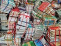 A pile of outdated books at a school library in wuhan city